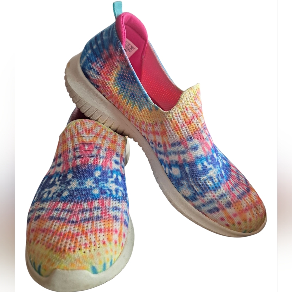 SKECHERS Air Cooled Memory Foam Tye Dye Lightweight Slip On Shoes Sneakers 7